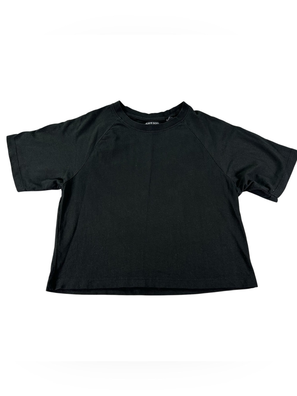 Brave Soul London Margot Cropped Boxy Tee Women’s M Black 100% Cotton